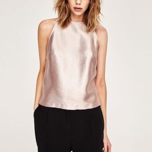 Metallic Halter Neck Top
